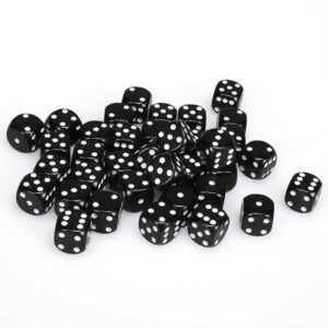 Dice D6 12mm Opaque Black/White (Single Die)