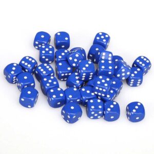 Dice D6 12mm Opaque Blue/White (Single Die)