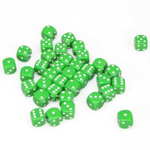 Dice D6 12mm Opaque Green/White (Single Die)