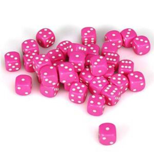 Dice D6 12mm Opaque Pink/White (Single Die)