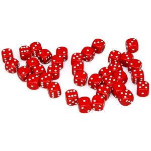 Dice D6 12mm Opaque Red/White (Single Die)