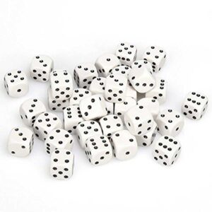 Dice D6 12mm Opaque White/Black (Single Die)