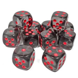 Dice D6 16mm Translucent Smoke/Red (Single Die)